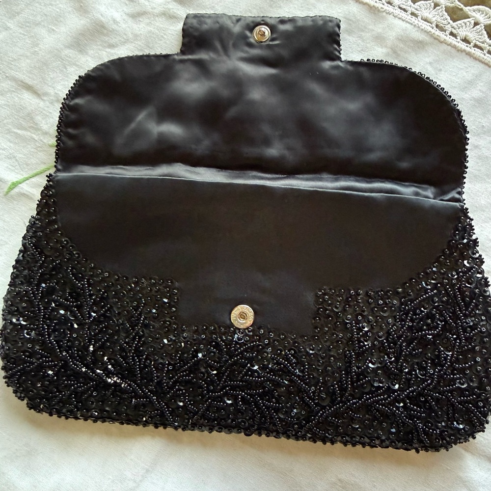 Bon Soir Beaded & Sequined Bag Black on Black - Picture 5 of 14